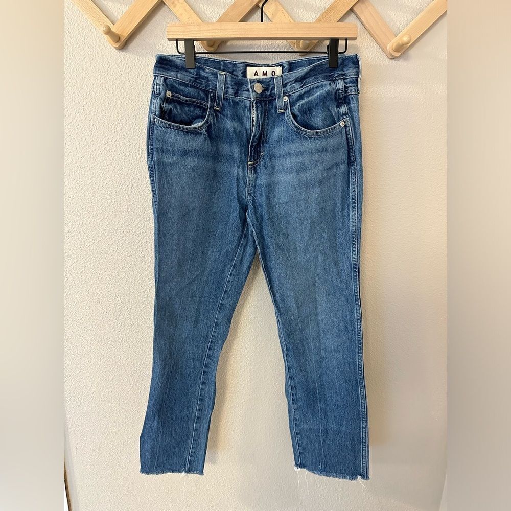 AMO Women's Harriet Mid Rise Straight Leg cotton Jeans Sz 28 - Picture 2 of 8